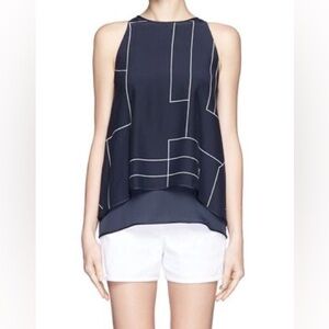 Theory Lyalka C Geometric Print Silk Tank Top‎